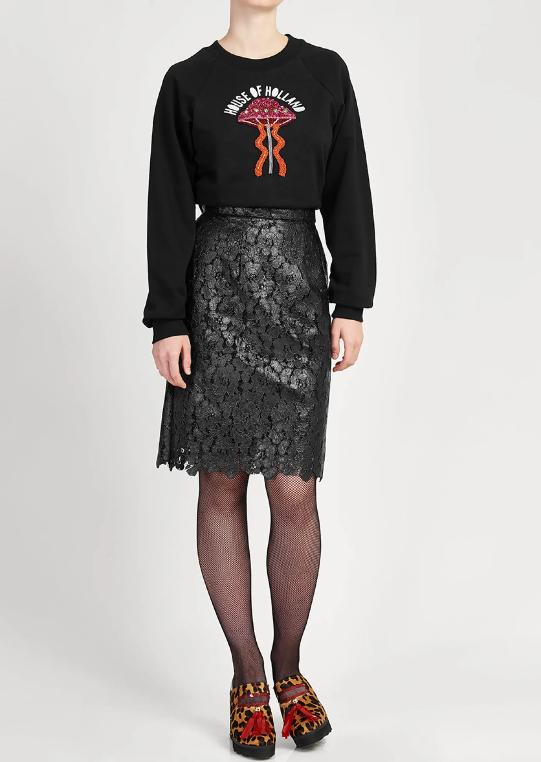 Black Lace Pencil Skirt | House of Holland