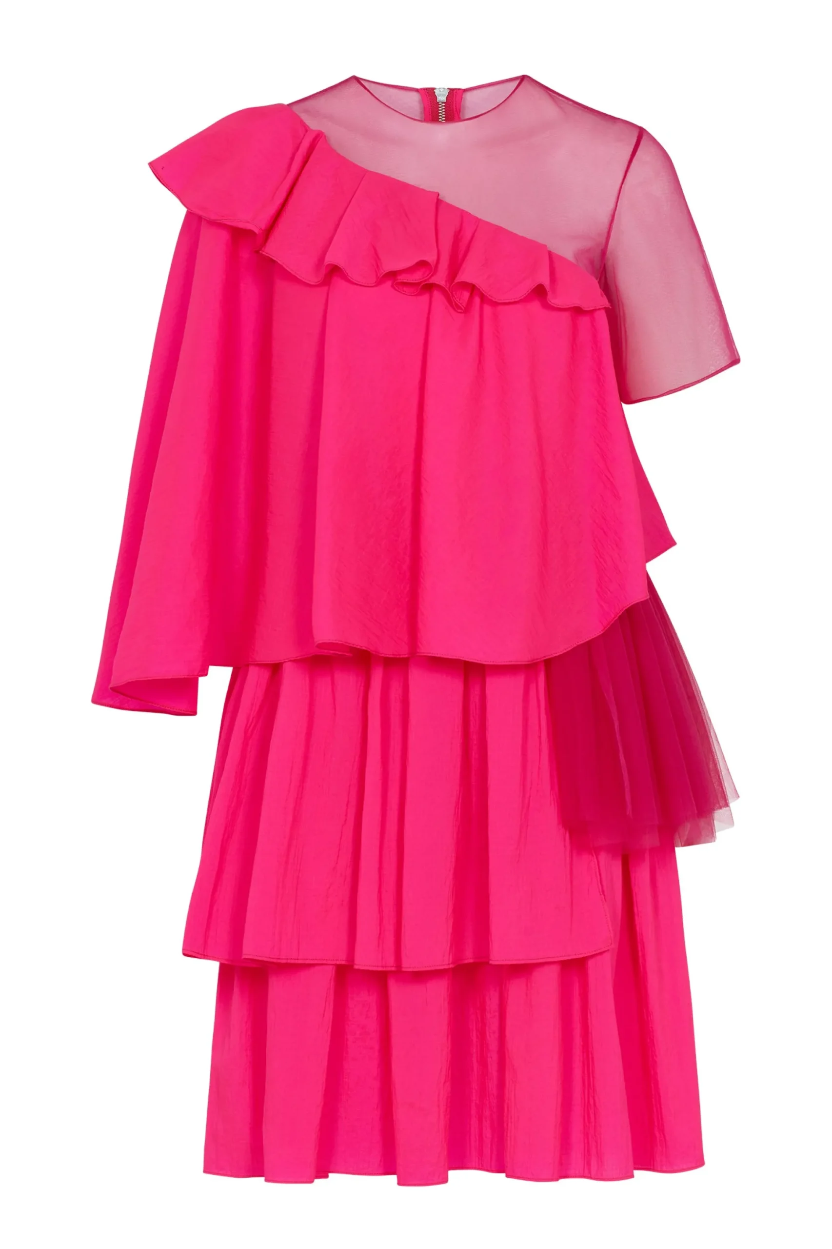 Fuchsia RIpstop Frill Dress | House of Holland