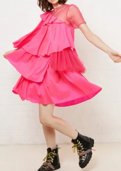 Fuchsia RIpstop Frill Dress | House of Holland