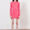 Gathered Tulle Mini Dress (Vivid Pink) | House of Holland