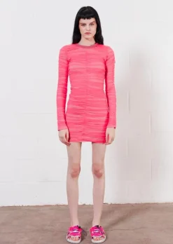 Gathered Tulle Mini Dress (Vivid Pink) | House of Holland