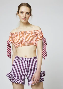 Gingham Cotton Frill Shorts | House of Holland