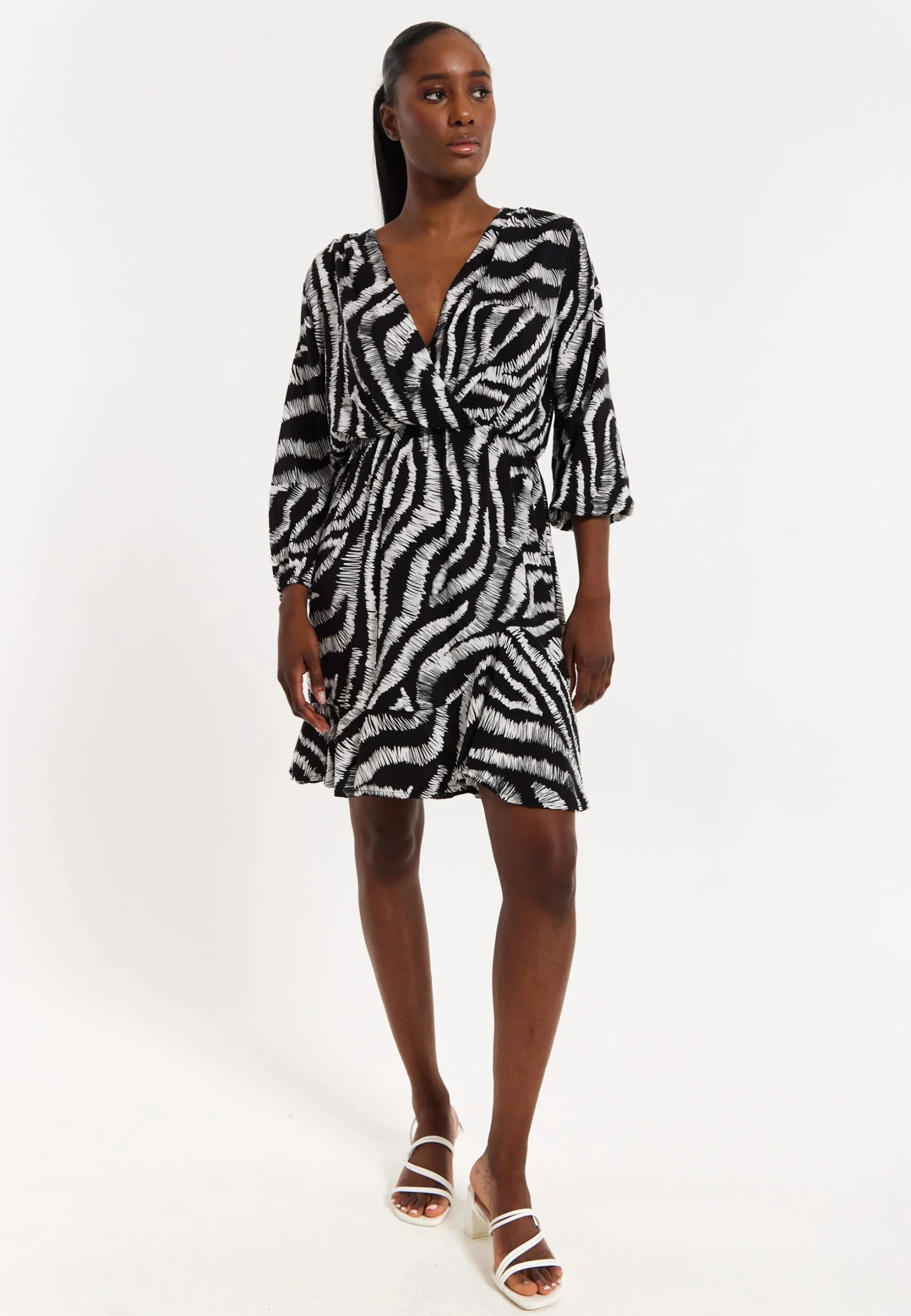 House of Holland Abstract Animal Printed Wrap Front Mini Dress