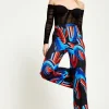 House Of Holland Abstract Print Trouser In Black, Red And Blue