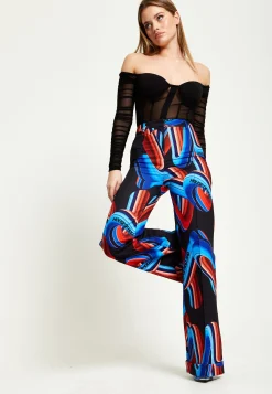 House Of Holland Abstract Print Trouser In Black, Red And Blue