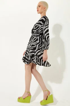 House of Holland Abstract Animal Printed Wrap Front Mini Dress