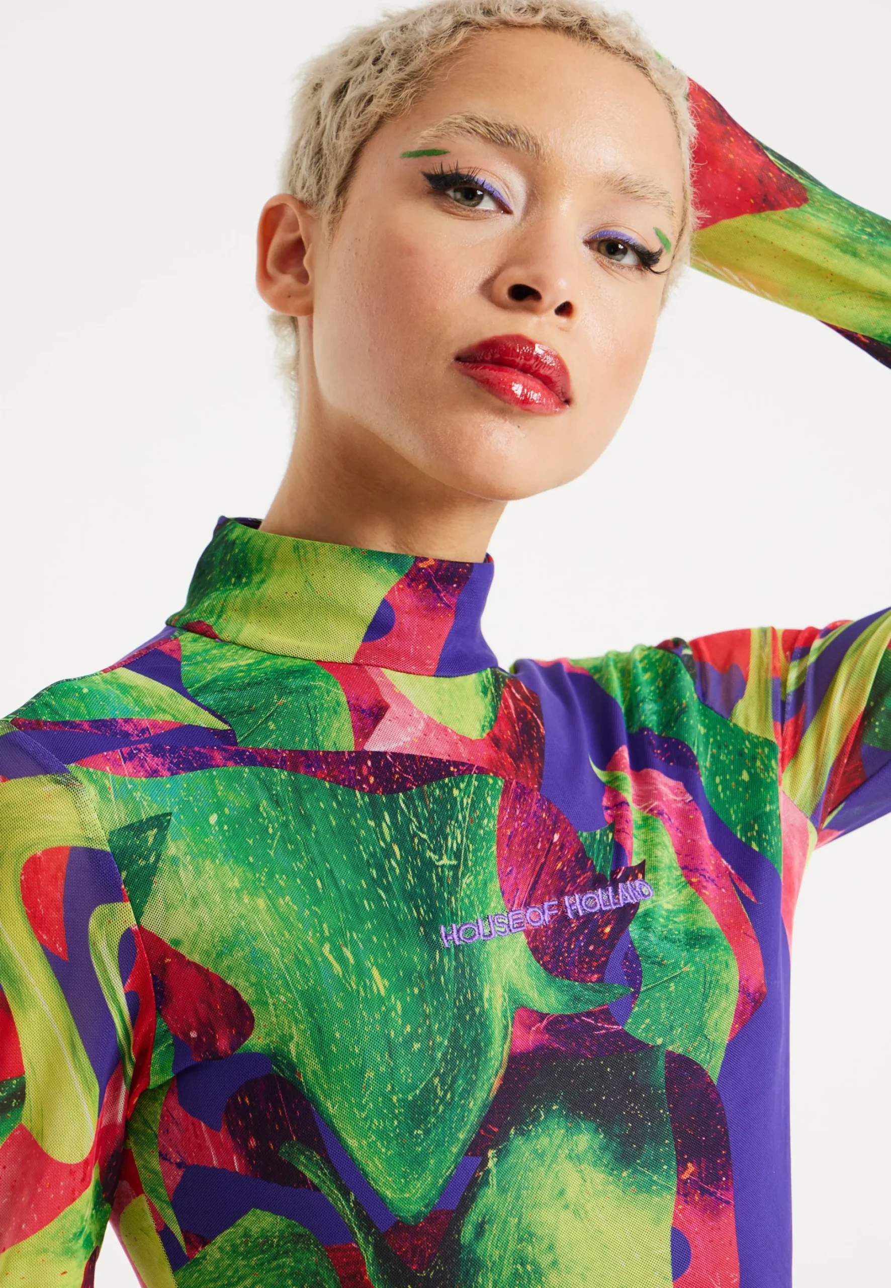 House Of Holland Abstract Multicolour Print Mini Dress With Cut Out De