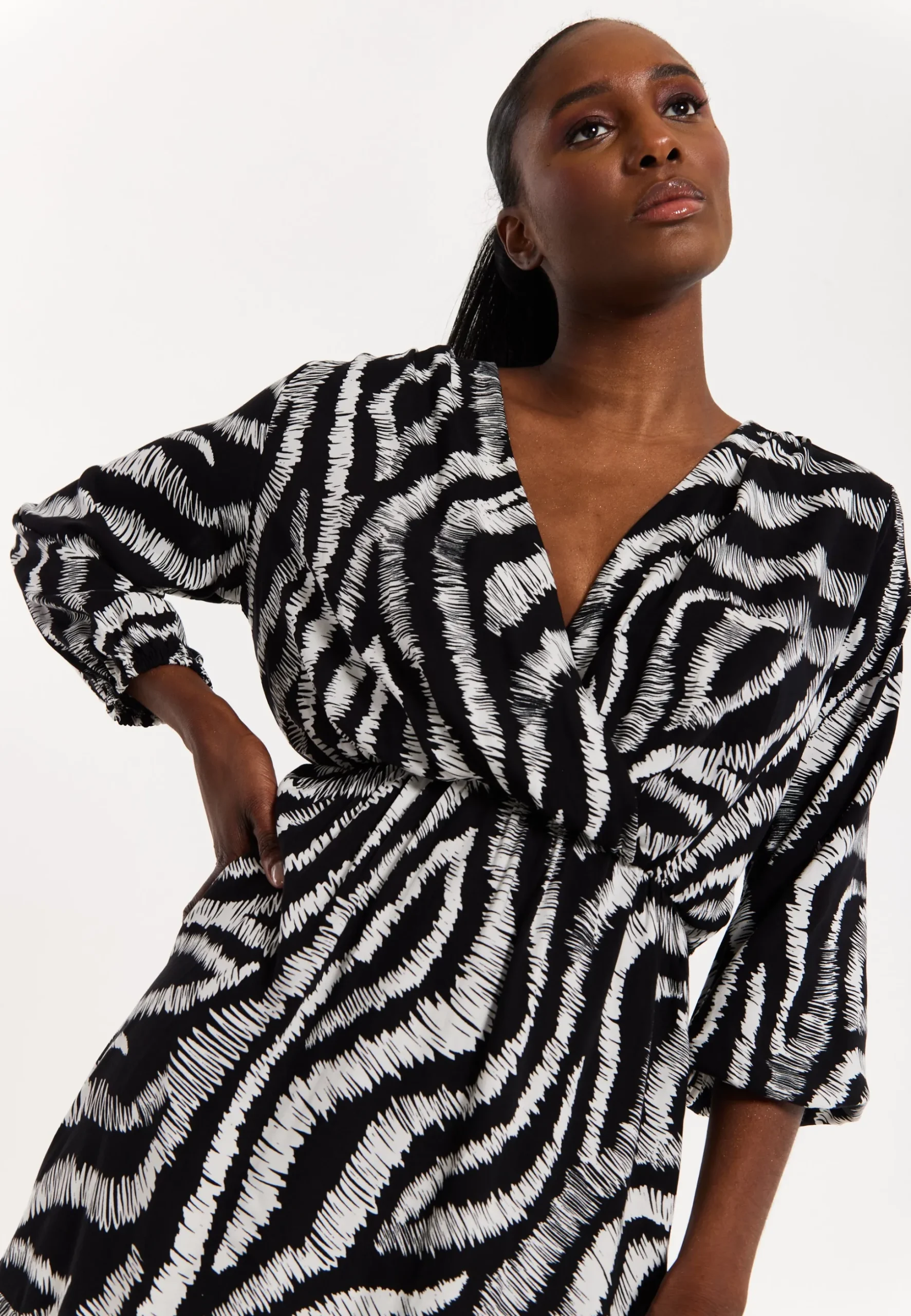 House of Holland Abstract Animal Printed Wrap Front Mini Dress