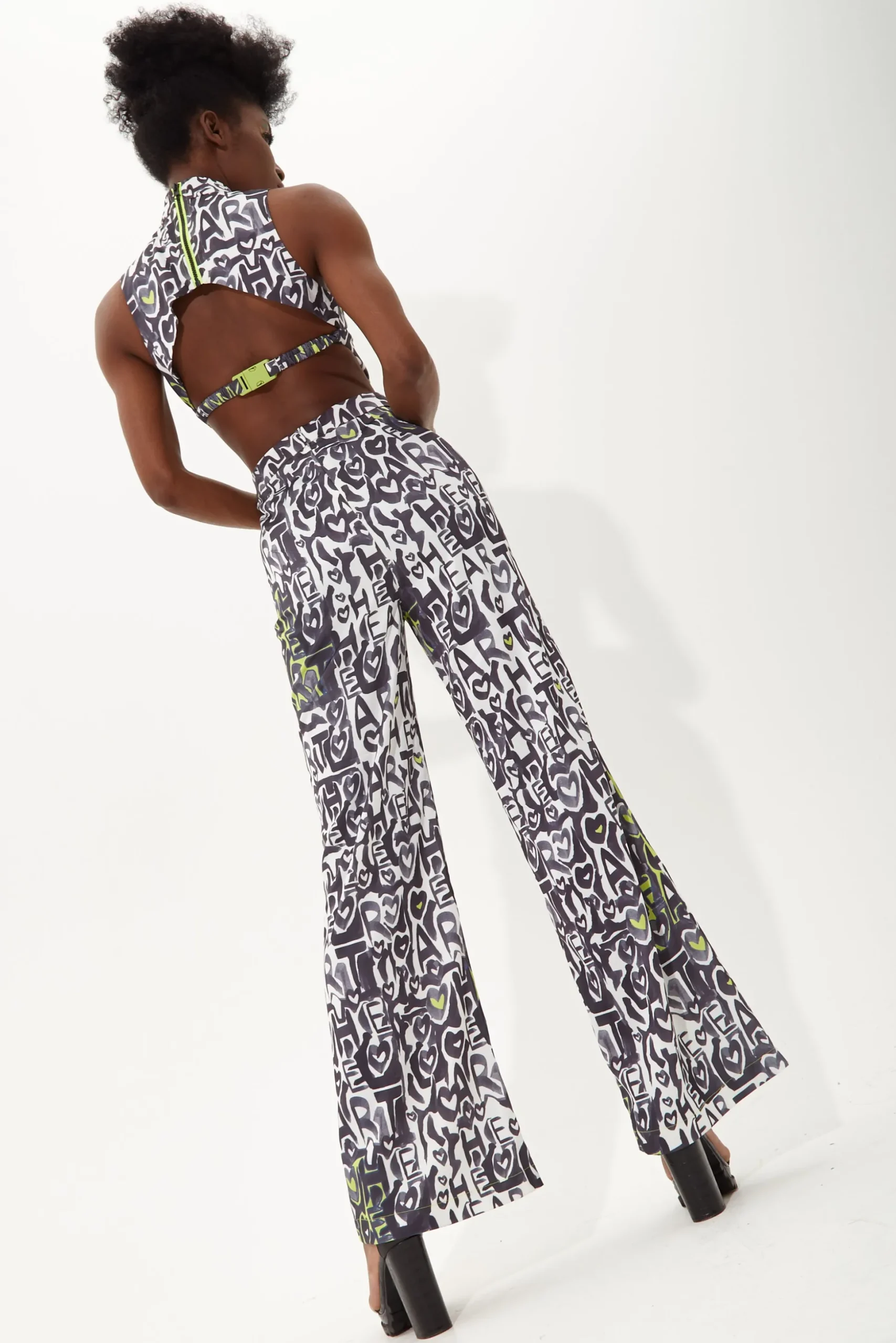 House Of Holland Abstract Print High Neck Jumpsuit With A Cut Out Back