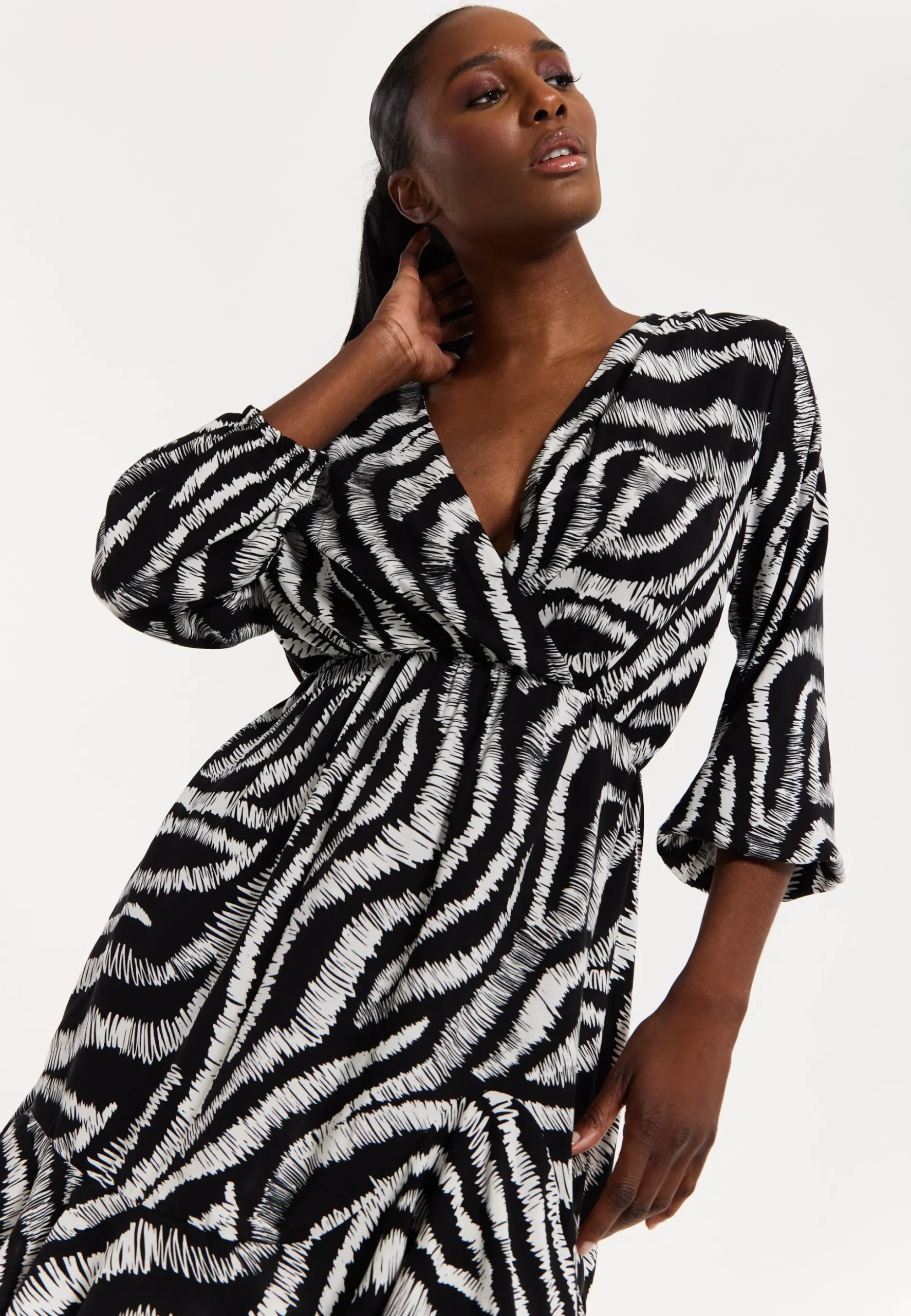 House of Holland Abstract Animal Printed Wrap Front Mini Dress
