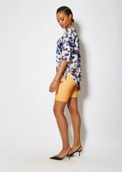 House of Holland Animal Print Mesh Top with Drawstring Detail and Deta