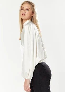 House Of Holland Asymmetric Voluminous Sleeve Top in White