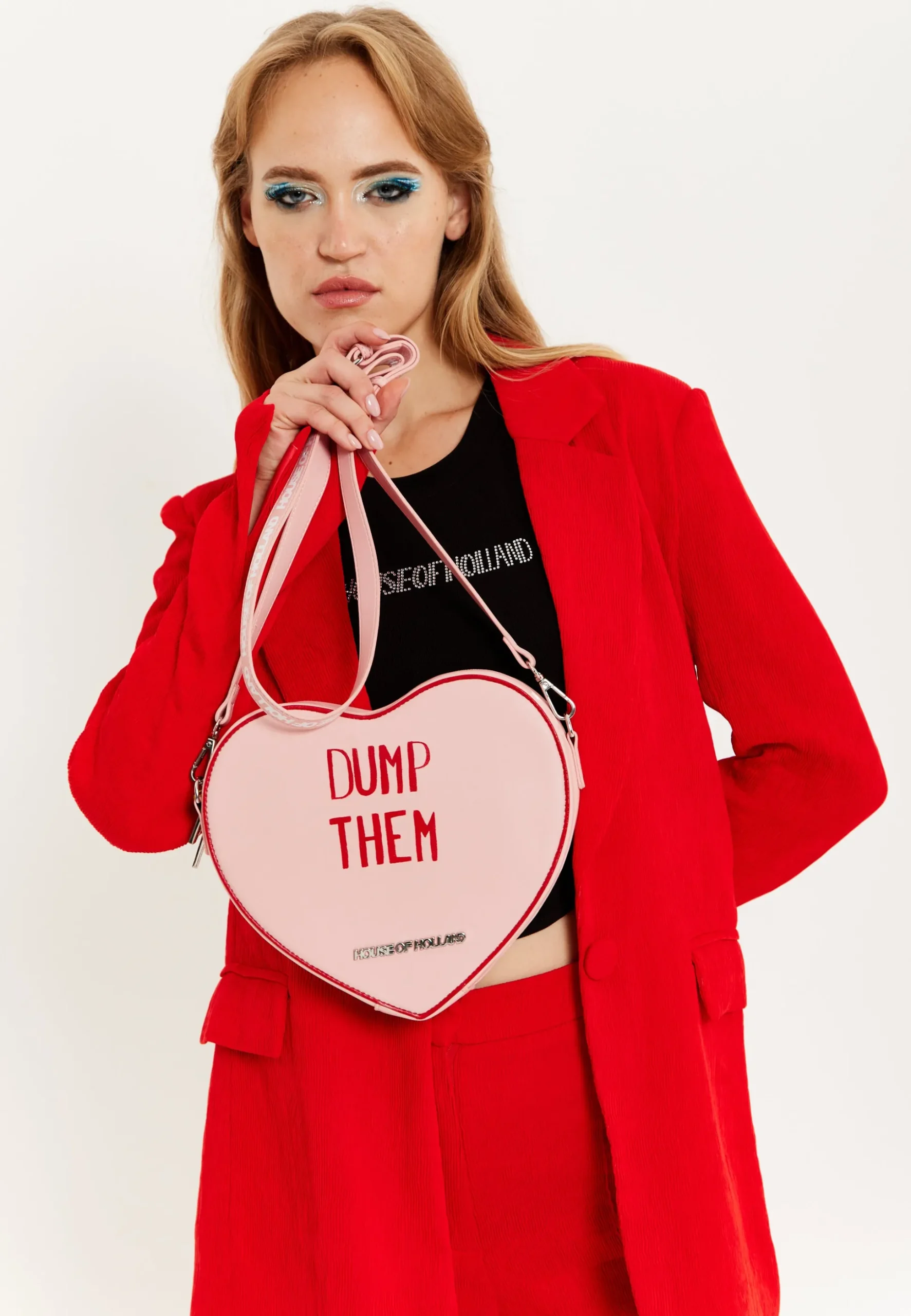 House of Holland Bitter Sweet Heart Handbag With ''Dump Them'' Message