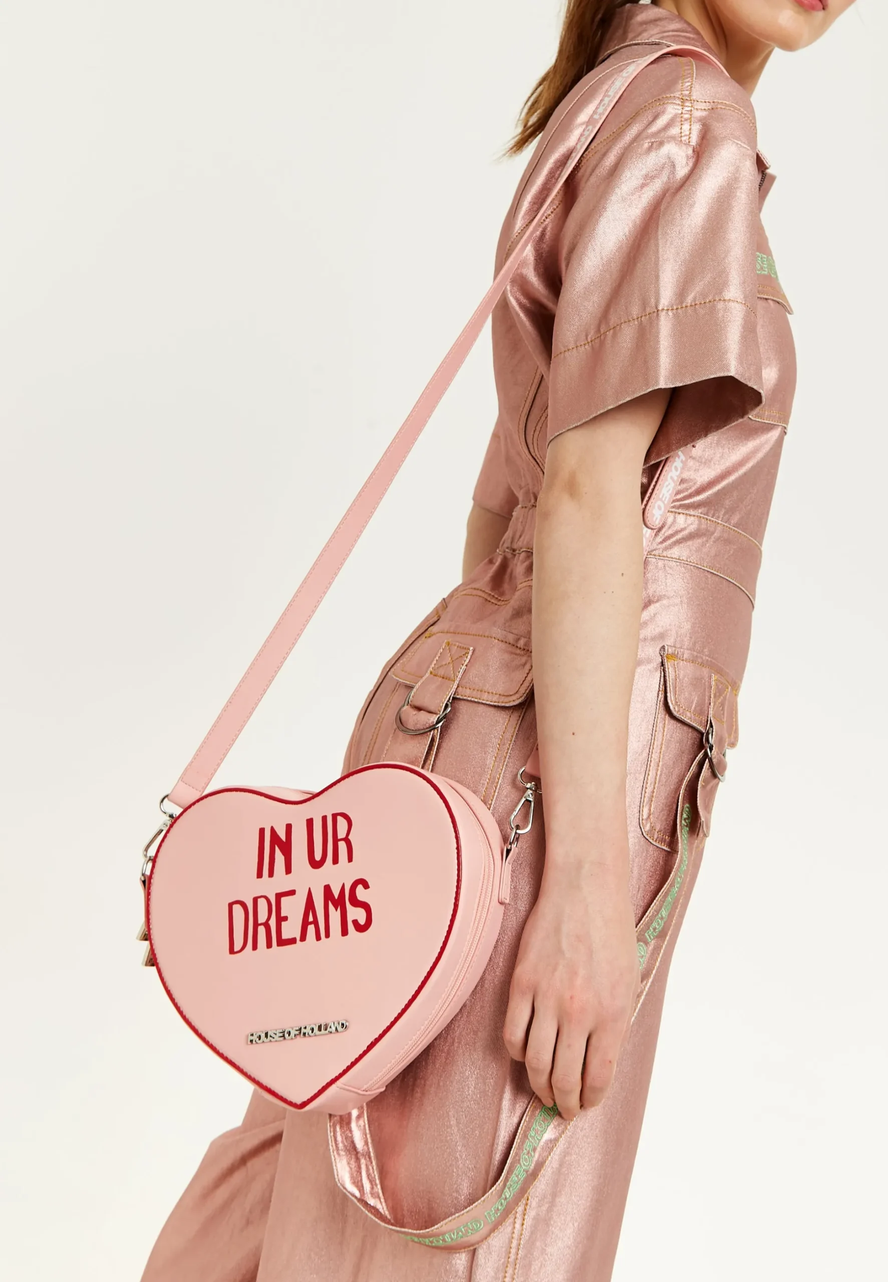 House of Holland Bitter Sweet Heart Handbag With ''In Ur Dreams'' Mess