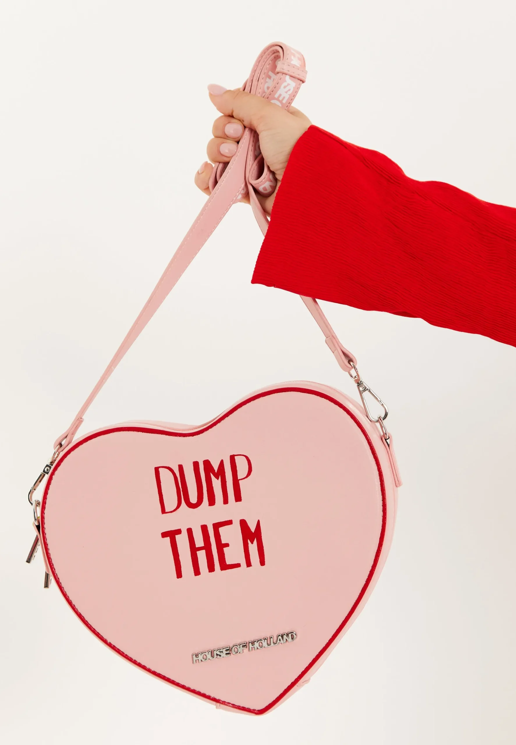 House of Holland Bitter Sweet Heart Handbag With ''Dump Them'' Message