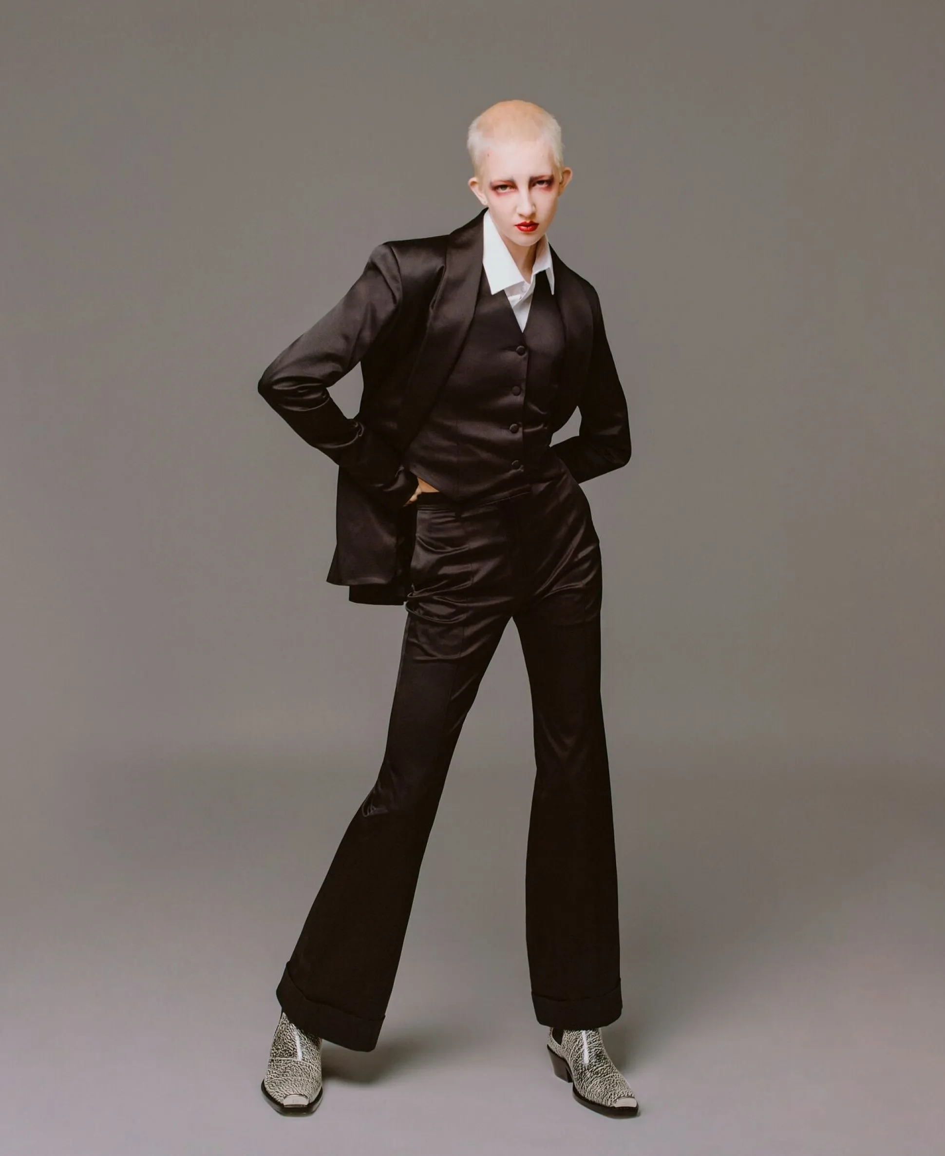 House of Holland Black Satin Tailored Jacket