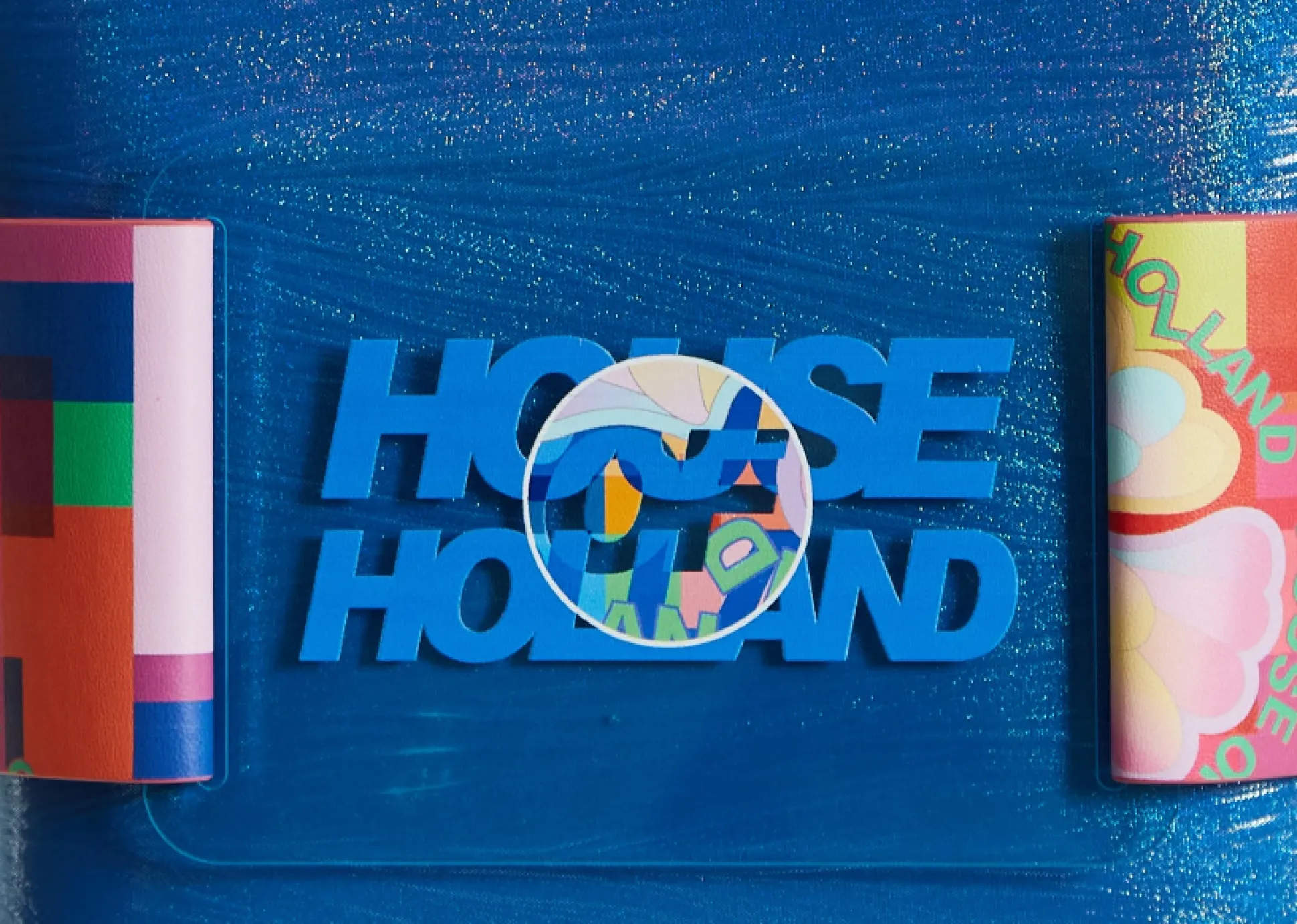House Of Holland Blue Crossbody Bag With Logo Printed Acrylic Front