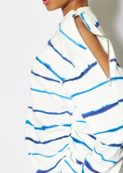 House of Holland Blue Ink Stripe Sweatshirt With Zip Detail