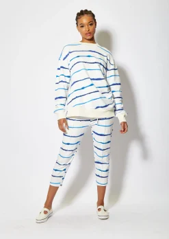 House of Holland Blue Ink Stripe Sweatshirt With Zip Detail