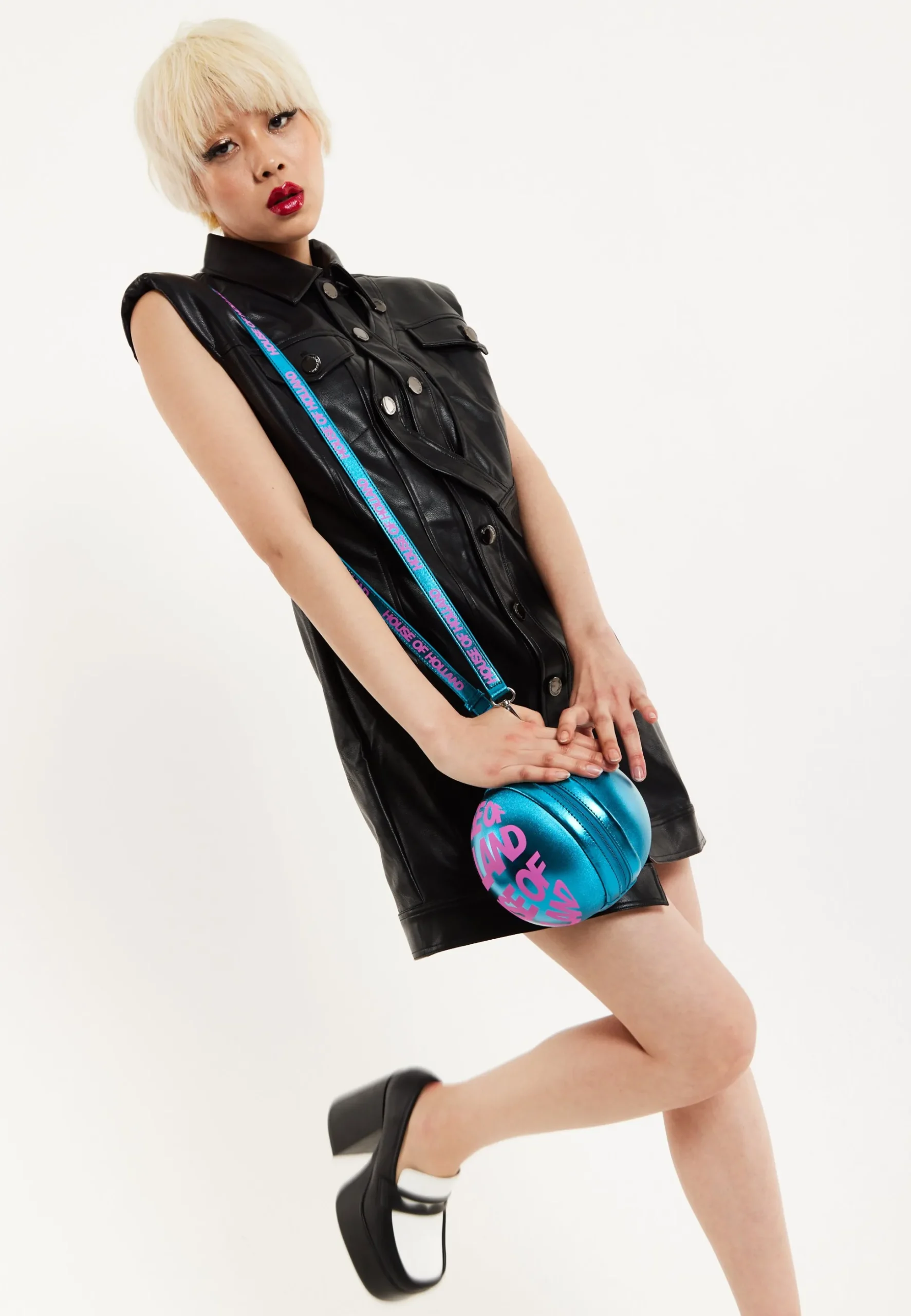 House of Holland Blue Metallic Sphere Crossbody Bag