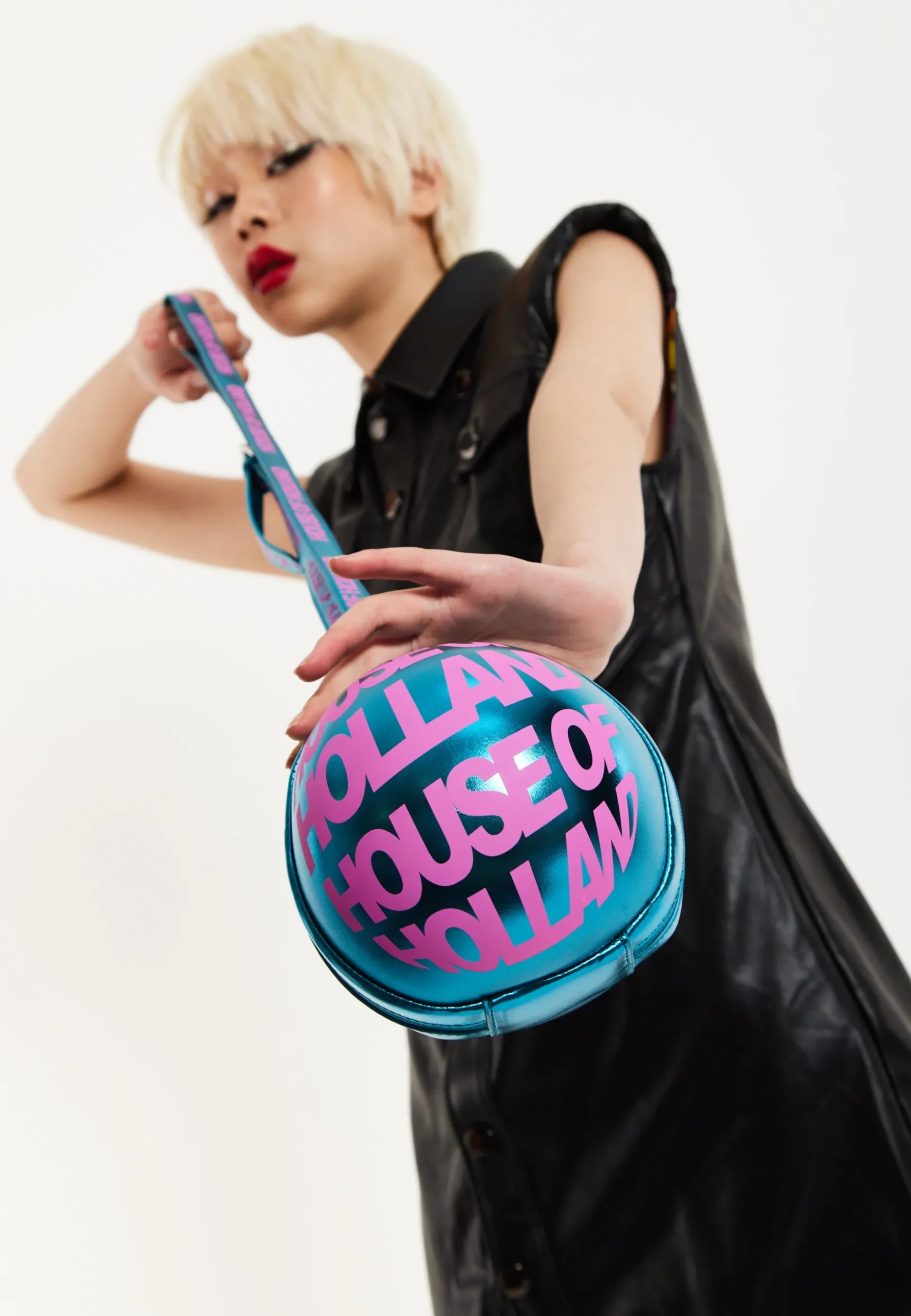 House of Holland Blue Metallic Sphere Crossbody Bag