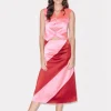 House of Holland Bright Panelled Satin Midi Skirt