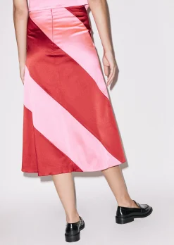 House of Holland Bright Panelled Satin Midi Skirt