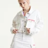 House Of Holland Bulldog Embroidered White Denim Jacket