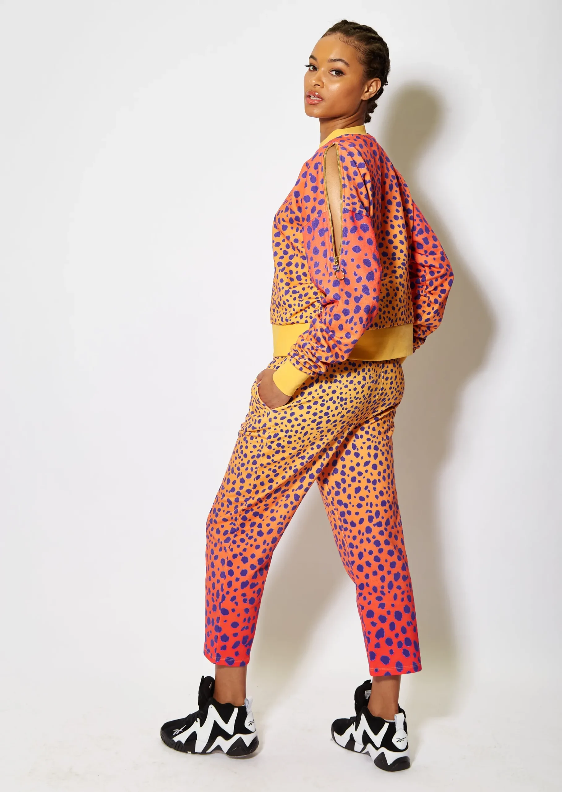 House of Holland Cheetah Print Zip Arm Sweatshirt