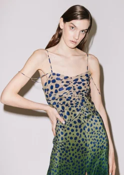 House of Holland Cheetah Print Silk Strap Dress