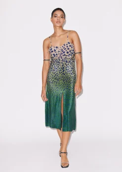 House of Holland Cheetah Print Silk Strap Dress