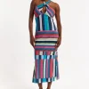 House of Holland Colour Bar Halter Neck Midi Dress