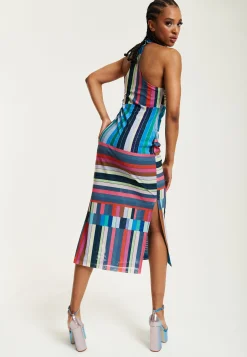 House of Holland Colour Bar Halter Neck Midi Dress