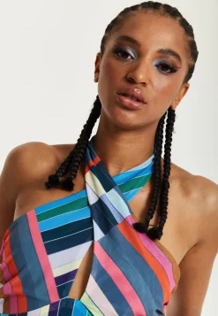 House of Holland Colour Bar Halter Neck Midi Dress
