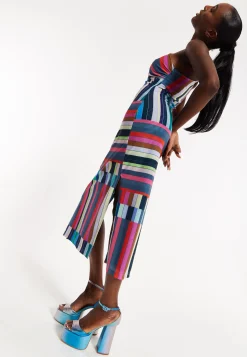 House of Holland Colour Bar Halter Neck Midi Dress