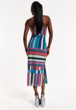 House of Holland Colour Bar Halter Neck Midi Dress
