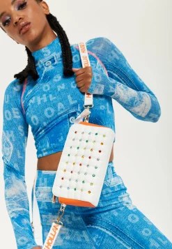 House Of Holland Colourful Stud Detail Crossbody Bag In White