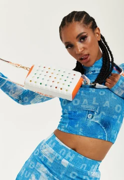 House Of Holland Colourful Stud Detail Crossbody Bag In White