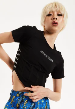 House Of Holland Corset Crop Top In Black