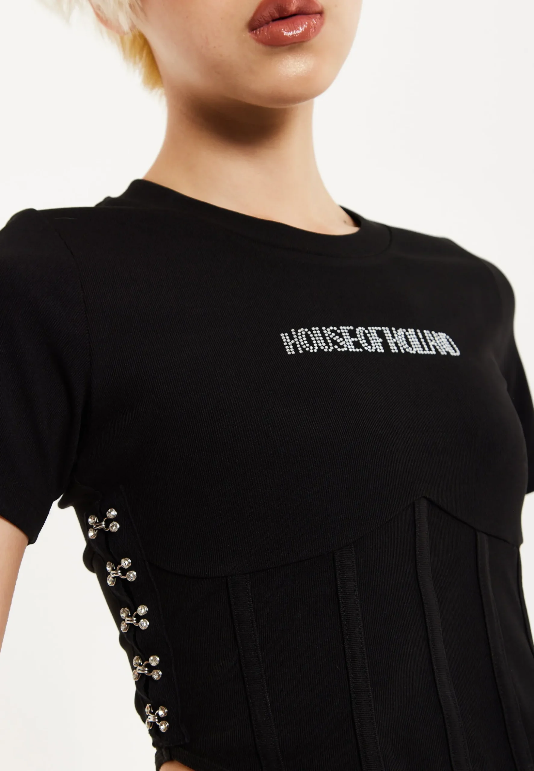 House Of Holland Corset Crop Top In Black