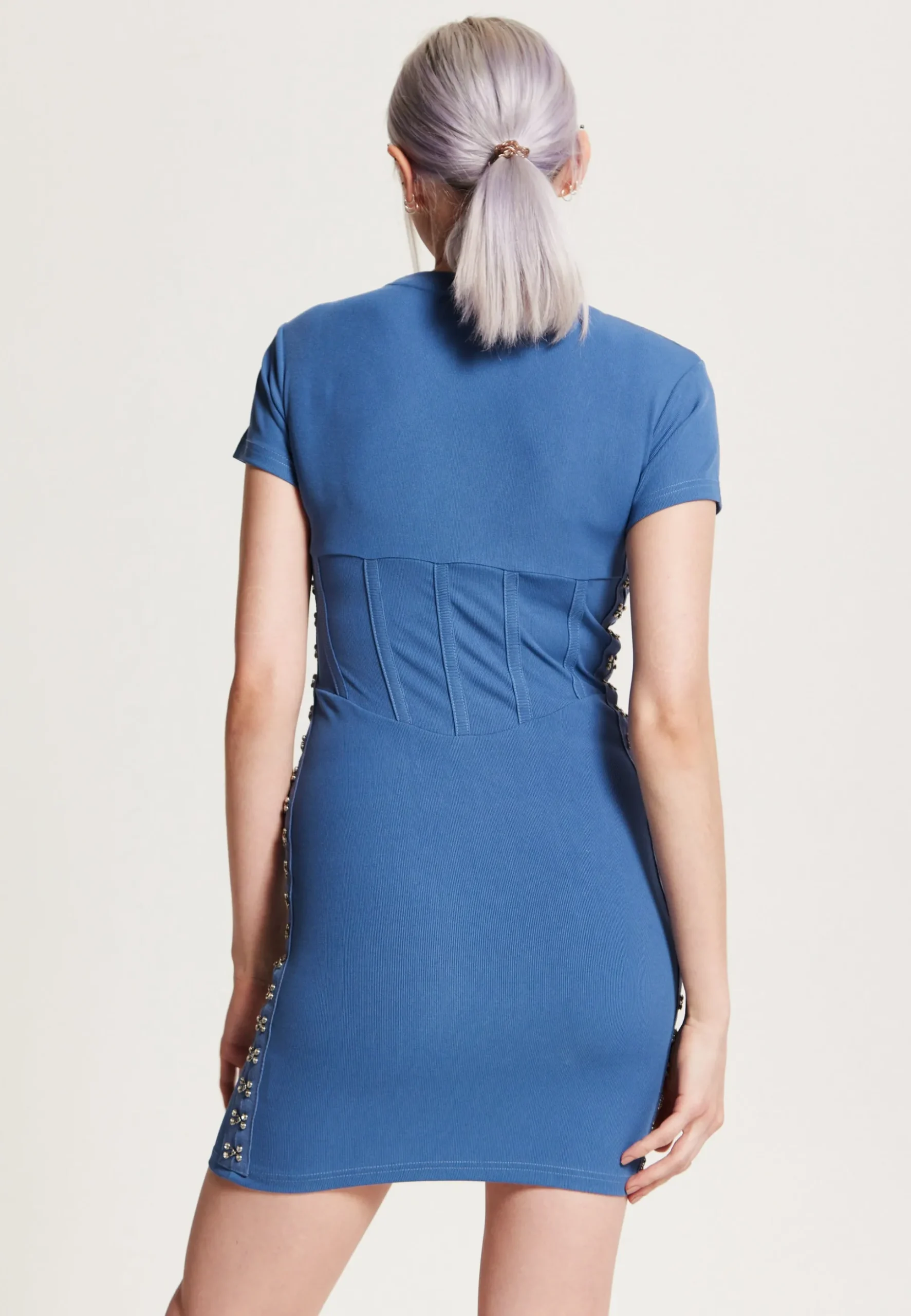 House Of Holland Corset Mini Dress In Dark Blue