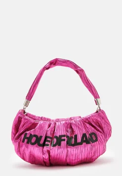House Of Holland Crinkle Shoulder And Crossbody Bag Fuschia Pink