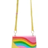 House Of Holland Cross Body Bag In Yellow With A Rainbow Print Flap