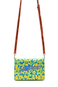 House Of Holland Cross Body Bag In Green With ‘House’ Print