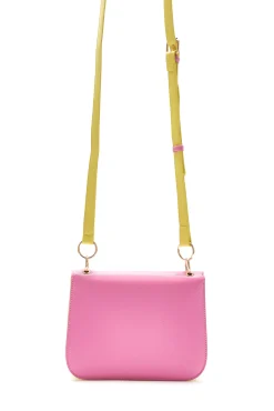 House Of Holland Cross Body Bag In Yellow With A Rainbow Print Flap
