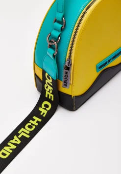 House Of Holland Cross Body Bag In Yellow, Black And Blue With Printed