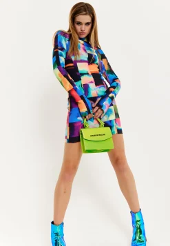 House Of Holland Crossbody Bag In Fluorescent Green With Top Handle