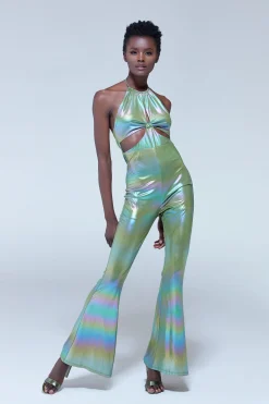 House of Holland Cut Out Halter-Neck Jumpsuit in Green