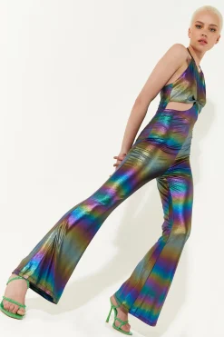 House of Holland Cut Out Halter-Neck Jumpsuit in Rainbow