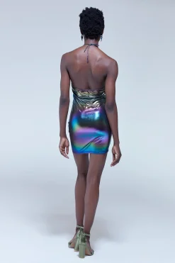 House of Holland Cut Out Halter-Neck Mini Dress in Multicolour
